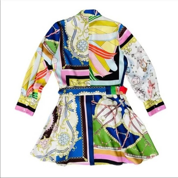 (NOT FOR SALE) FOR SNWT ZARA Zodiac Paisley Chain Print Belt Tie Dress Small - Picture 9 of 11